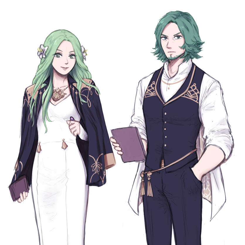 A redesign of existing characters: Rhea and Seteth.